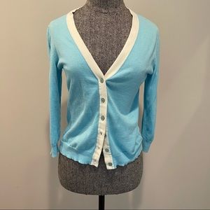 Blue/ white cardigan